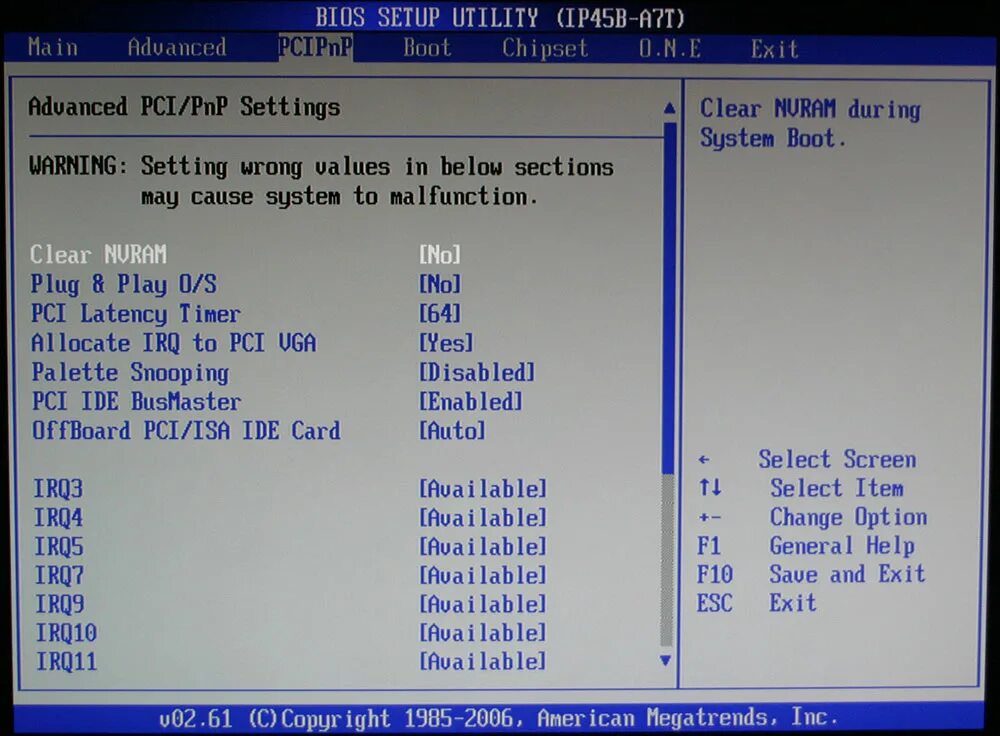 Pci latency. Irq прерывания в биосе. биос 1985 2006. allocate irq to pci vga bios. latency bios.