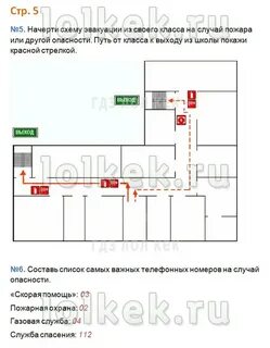 Начерти схему эвакуации из своего класса