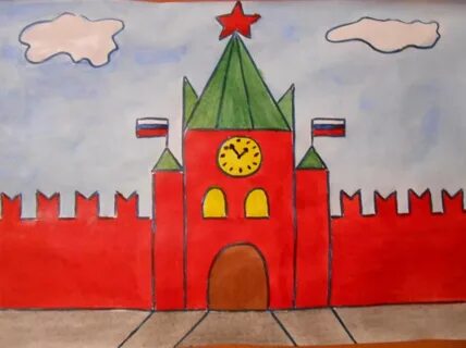 Спасская башня кремля поэтапное рисование. 