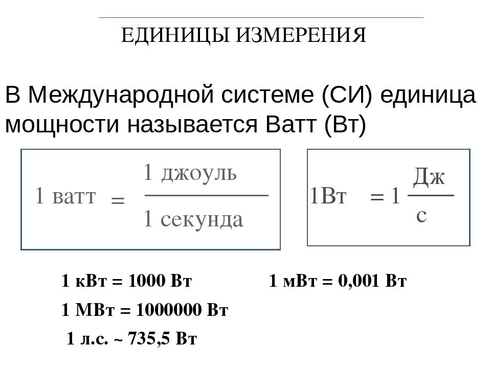 Единицы си ватт