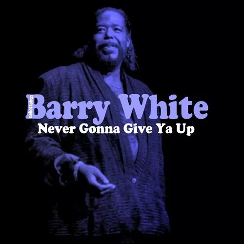 Never gonna give you Barry White. Barry White never never. Never never give up Barry White. Barry White never never gonna give you up.