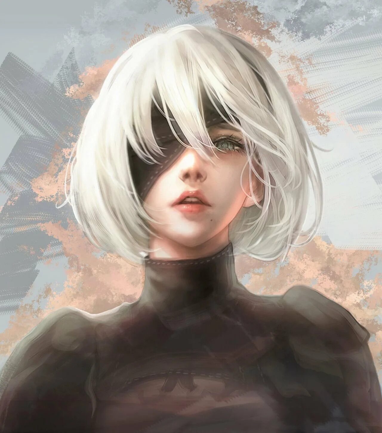 Арт б. 2b nier automata арт. nier 2b без повязки. nier automata 2b повязка. ниер уайт.