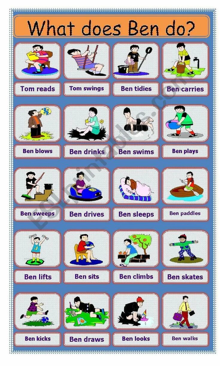 What does ben like doing. ESL dost. What are, you doing, Ben?.