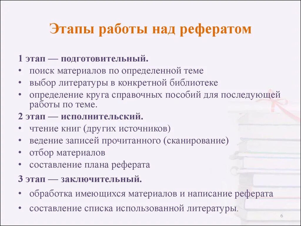 Рекомендации по написанию реферата. План составления реферата. этапы выполнения реферата. план оформления доклада. этапы работы над рефератом.