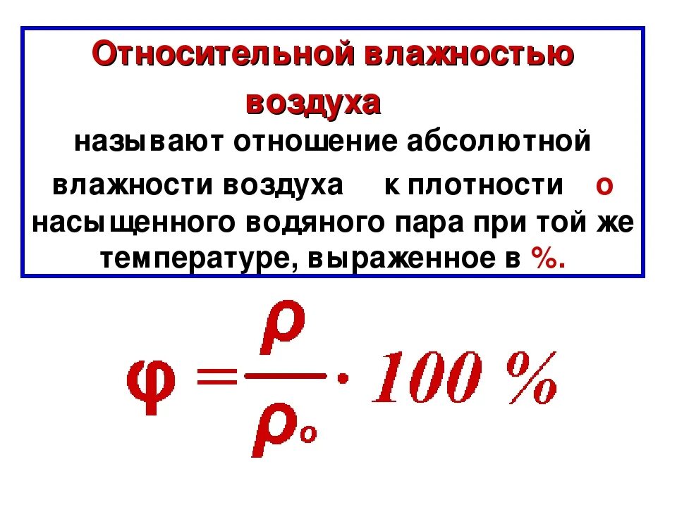 Формула влажность относительной влажности. Влажность воздуха формула физика. Абсолютная и Относительная влажность воздуха формула. Формула нахождения влажности воздуха. Абсолютная влажность изменяется в