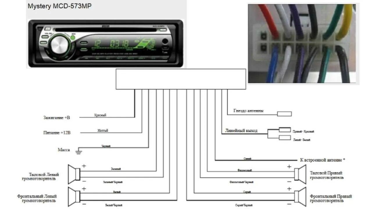 Как подключить мафон. Магнитола Mystery MCD-568mpu. Магнитола Мистери схема подключения проводов. Схема подключения магнитолы Mystery Mar 616u. Схема подключения автомагнитолы Aycetry.