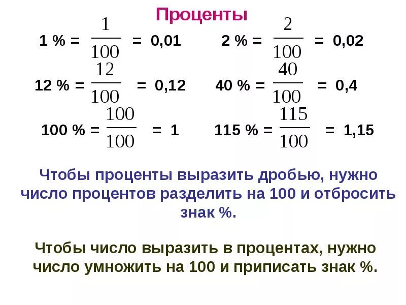 Умножить на 1 процент