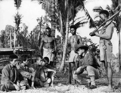 Japanese soldiers taken as prisoners by Australian forces at Ulebilum Ridge...