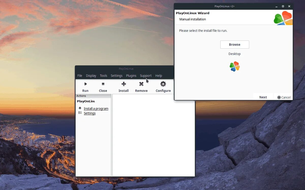 Игры windows на linux. Playonlinux. windows playback left.