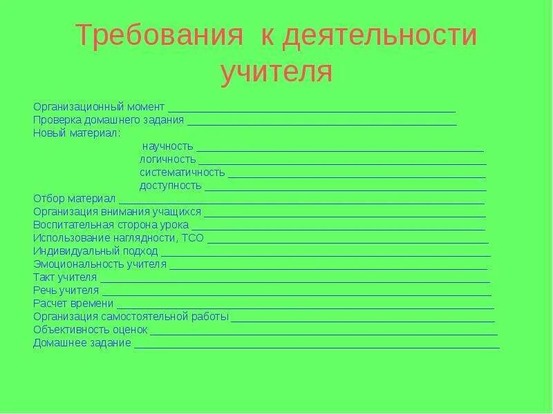 Проверка домашнего задания деятельность учителя. Требования к деятельности преподавателя организационный момент. Организационные стороны урока это. Самоанализ урока. Воспитательный самоанализ в школе