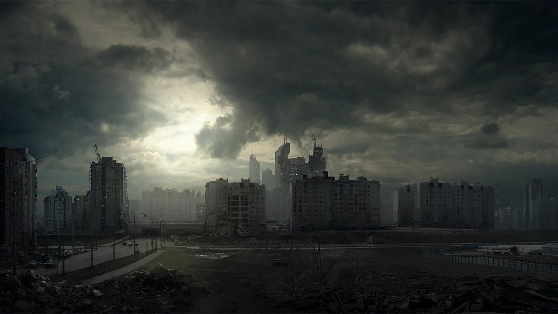Темный апокалипсис. Выхино город призрак. Заброшенный город апокалипсис. Мрачный город. Постапокалиптические пейзажи.