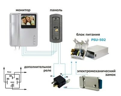 Схема подключения замка калитки