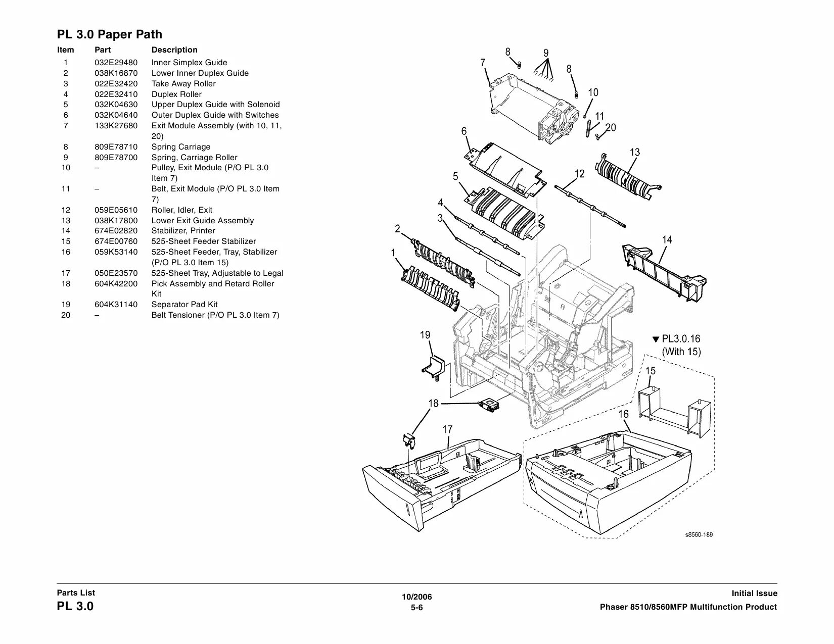 Part list. Part list