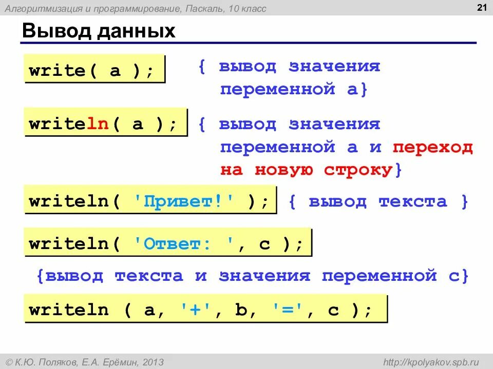 Операторы ввода и вывода данных на языке Паскаль. Вывод о языке программирования Паскаль. Вывод данных в Паскале. Вывод программирование Паскаль.