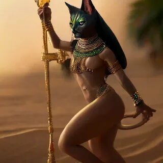 "Egyptian cat goddess, earrings in her ears, professional photo, beaut...