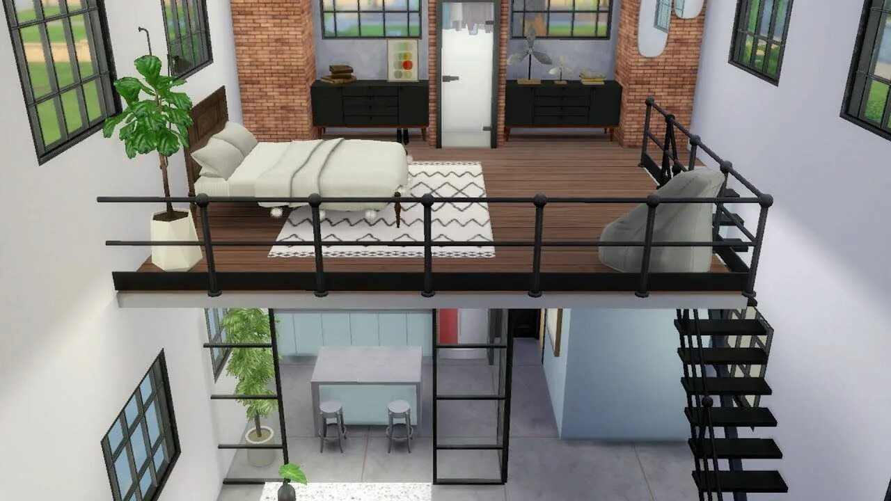Как в симс 4 сделать второй этаж. The sims 4: лофт. sims 4 loft. симс 4 industrial loft. симс 3 дом лофт.
