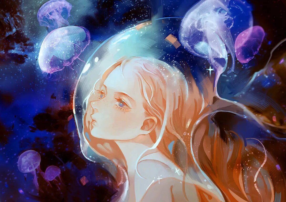 Медуза девушка. Девушка медуза арт. девочка медуза арт. мечтатель арт. арт девушка мечтатель.