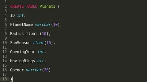Create table