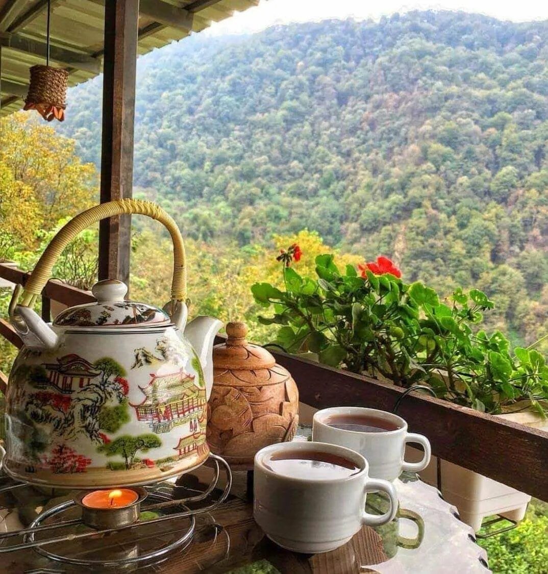 Чаепитие. Чай на природе. Чай на веранде. Летнее чаепитие в саду. Дом с добрым утром картинки