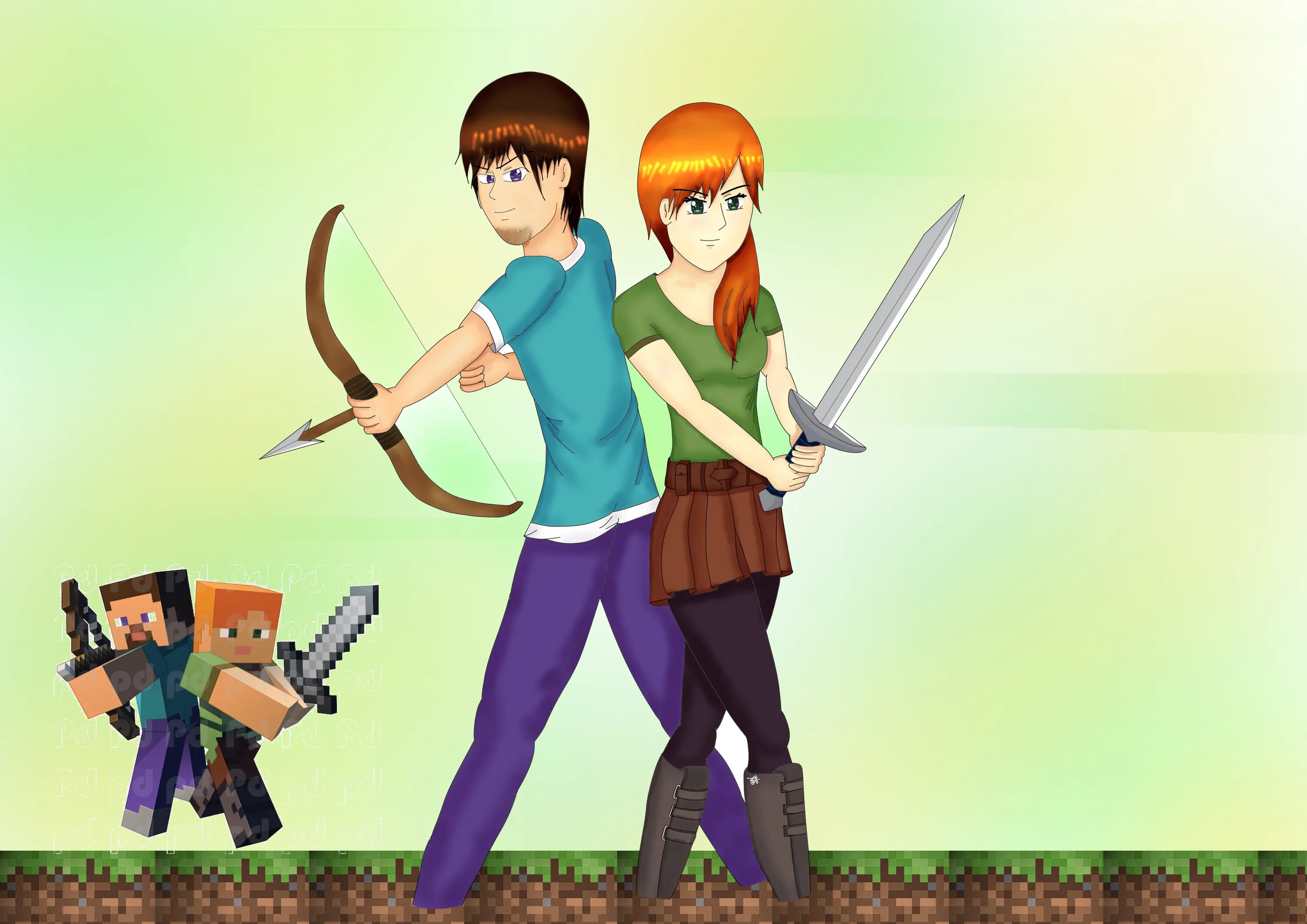 Minecraft steve alex