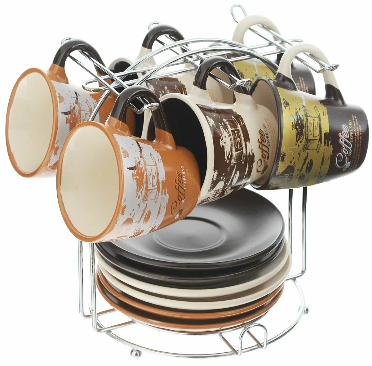 24860 набор чашек 13пр на мет/подст 250мл lr (х8). чайный сервиз 13пр 220мл на мет/подст lr 27324. чайный набор, арт. кофейный набор на подставке. стальной кофейный набор zack.