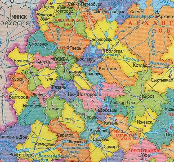 Карта центра россии с городами и областями. Политико административная карта европейской части России. Административная карта России с западными границами. Карта РФ С областями европейская часть России. Карта субъектов РФ европейская часть.