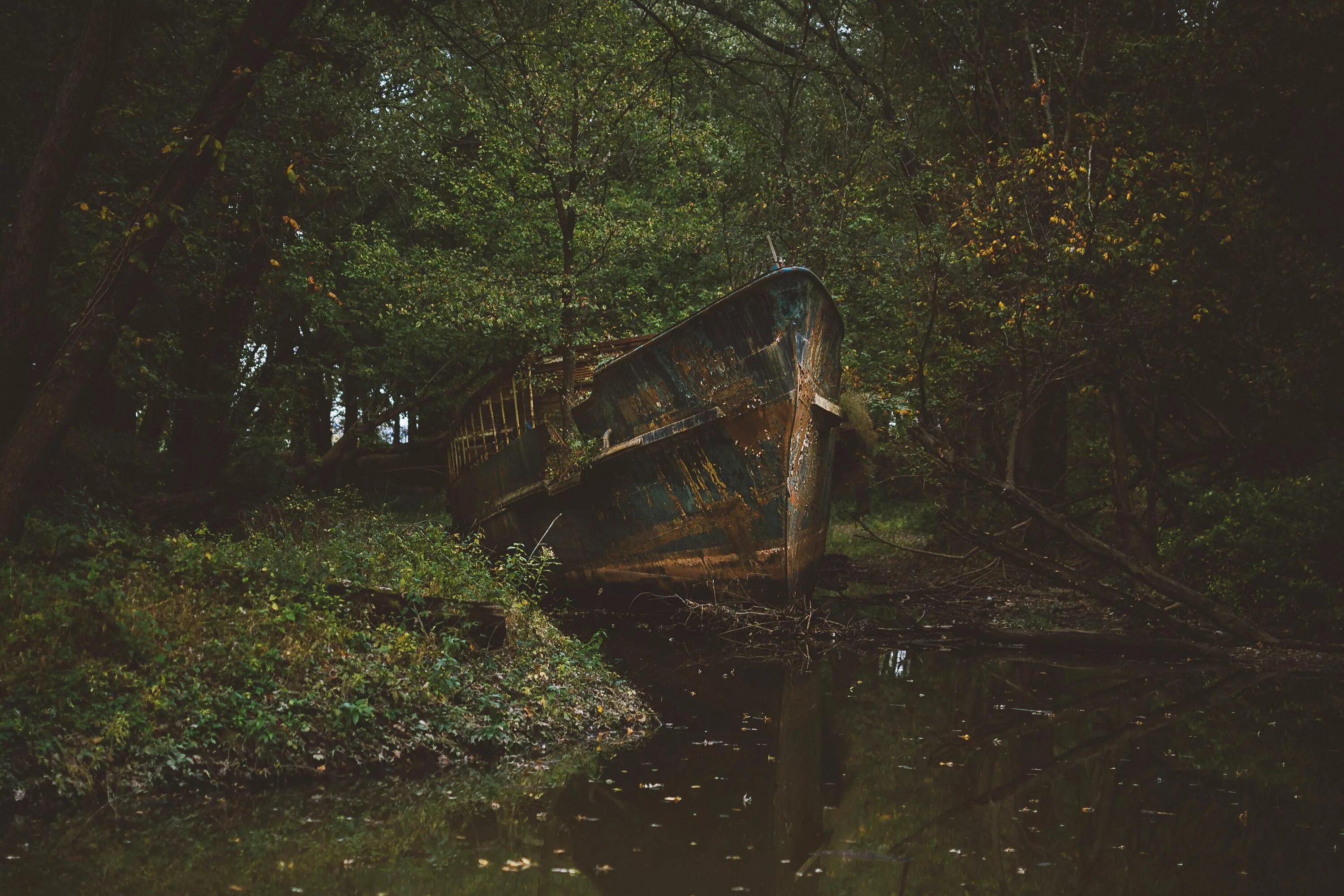 Заброшенные корабли. Заброшенный корабль в лесу. Заброшенное озеро в лесу. Заброшенные места в лесу.