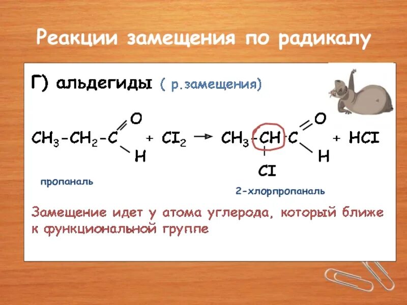 Реакция замещения альдегидов