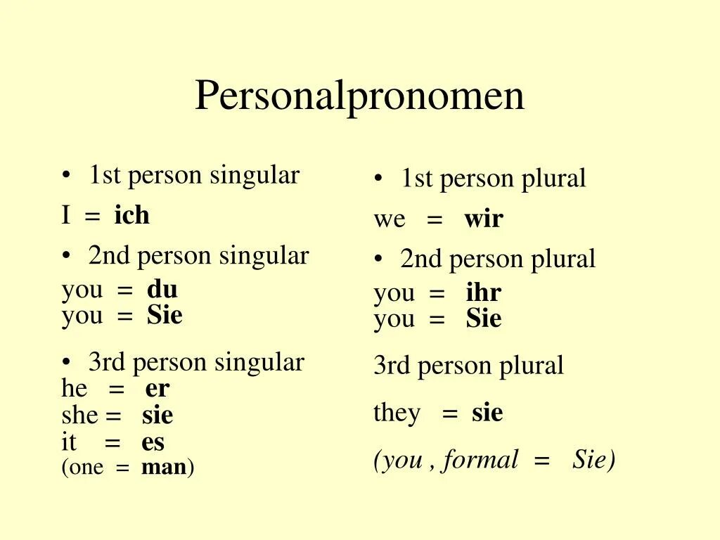 1 person singular