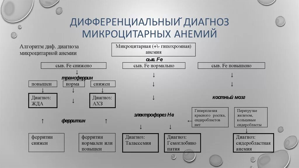 Анемия стандарты. Гипохромной микроцитарной анемии классификация. Дифференциальный диагноз микроцитарных анемий. Диф диагностика анемий. Дифжиагностика анемий.