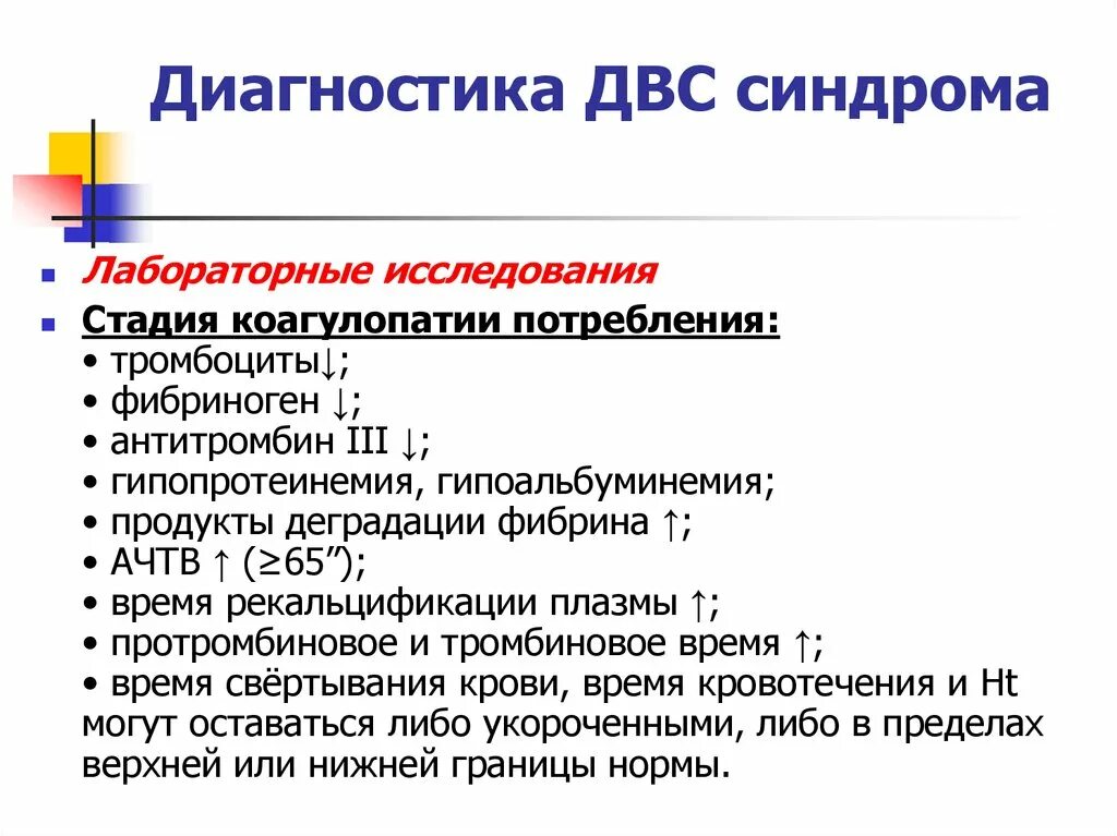 Диагноз синдром лечение. Лабораторная диагностика фаз ДВС синдрома. Клинико-лабораторная характеристика ДВС-синдрома. 1 Фаза ДВС синдрома. 1 Стадия ДВС синдрома лабораторные показатели.