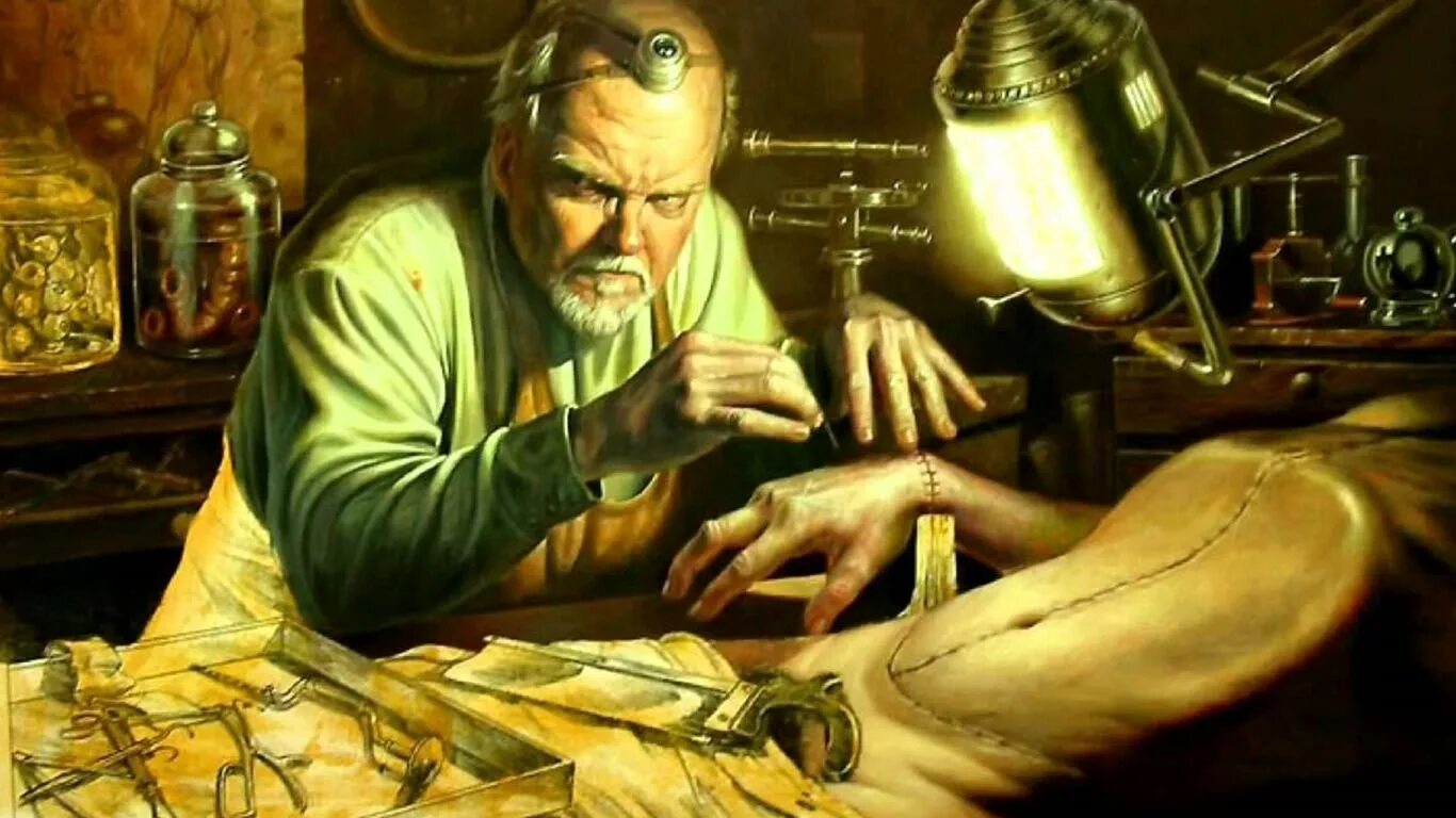 Гениальная наука. Безумный учёный арт Лавкрафт. Лекарь 19 века. Картина лекарь. Ученый живопись.