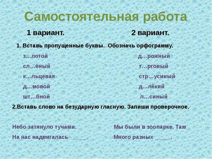 Что означает слова вариант. Проверяемые безударные гласные в корне слова самостоятельная работа. Вставьте пропущенные безударные гласные , обозначьте орфограммы. Слова для самостоятельной работы. Проверочная работа орфограмма в корне слова.