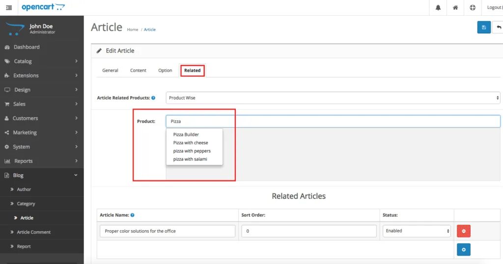 Article editor