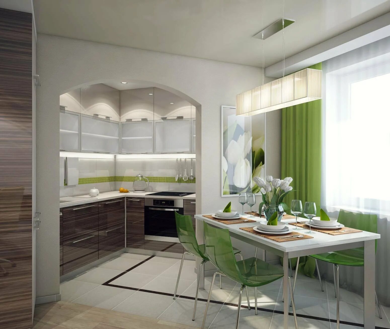 Кухня 4 столовая. Кухня с зелеными акцентами. Красивые кухни в квартирах. Кухня столовая. Зеленые акценты в интерьере кухни.