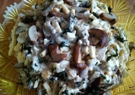 Салат с шампиньонами консервированными вкусный рецепт