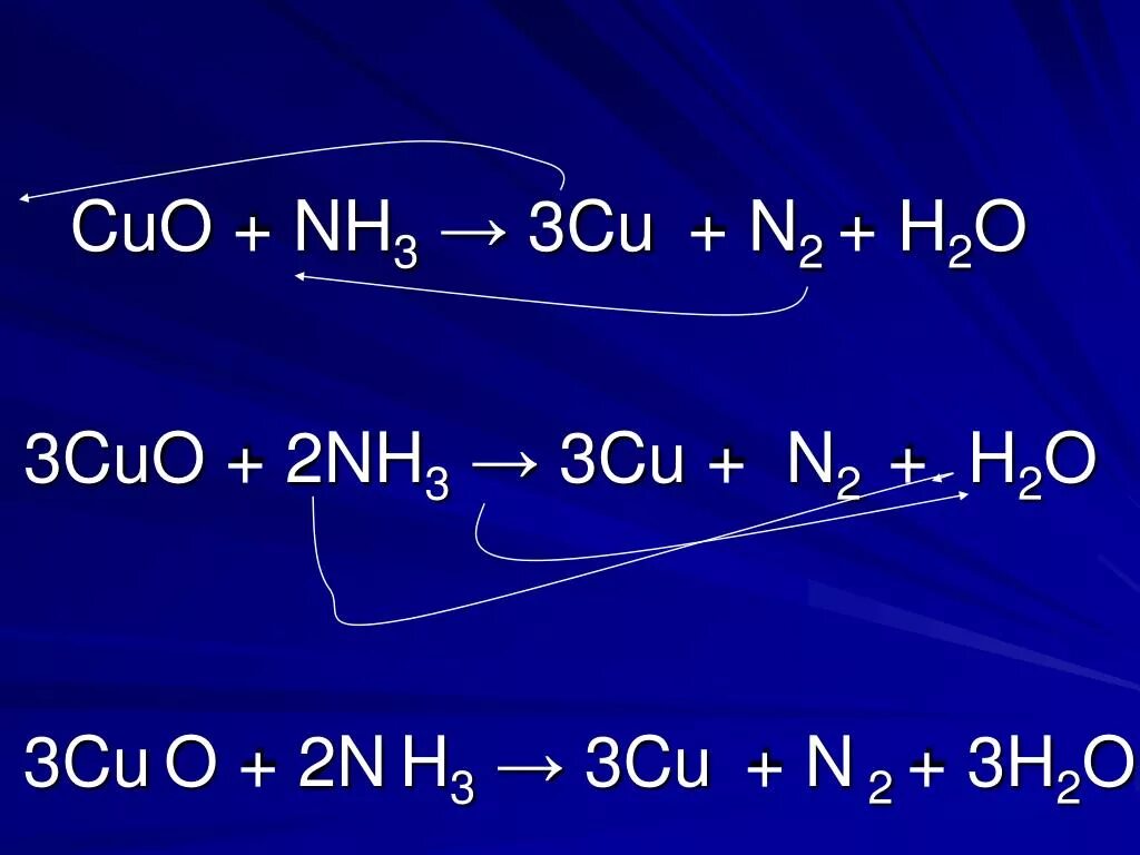 Электронный баланс nh3 cuo n2 cu h2o