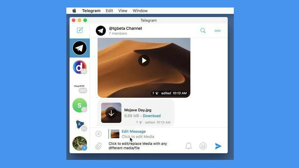 Telegram channels view