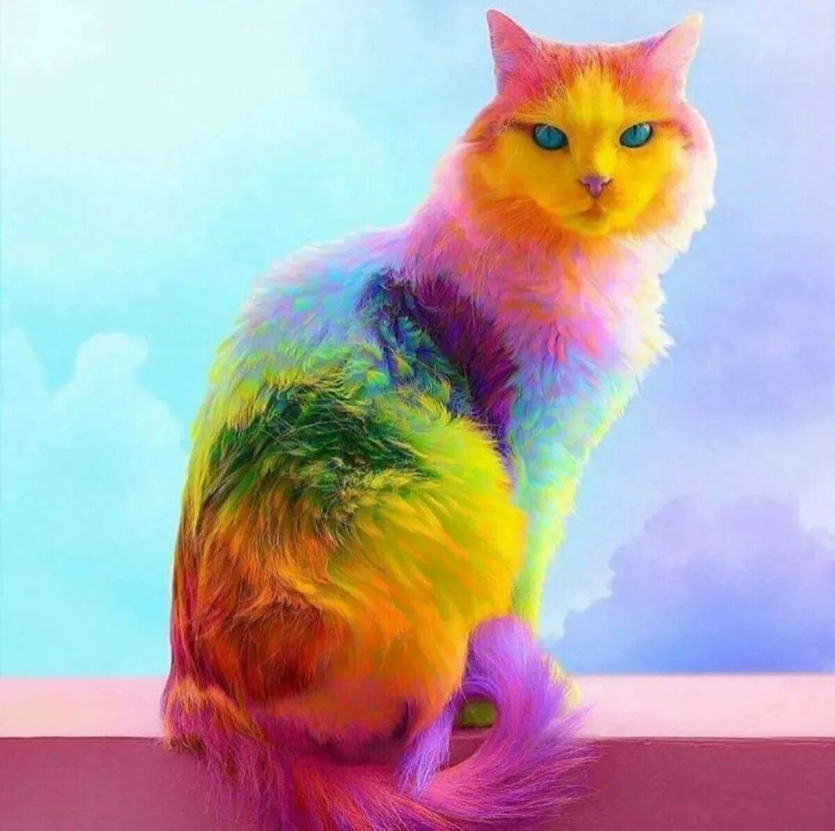 Рейнбоу Кэт. Радужная кошка. Разноцветная кошка. Радужные котята. Включи радужные друзья кот