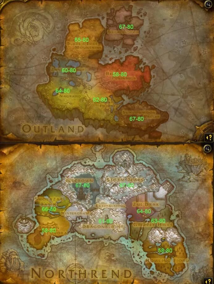 Карта Burning Crusade. Burning Crusade карта по уровням. Wow левелинг карта. WOTLK Leveling Zones. Leveling zones