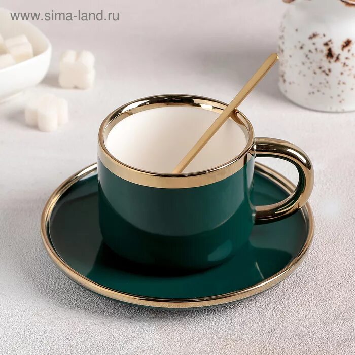 Чашка кофейная с блюдцем Haviland & , радуга, зеленый