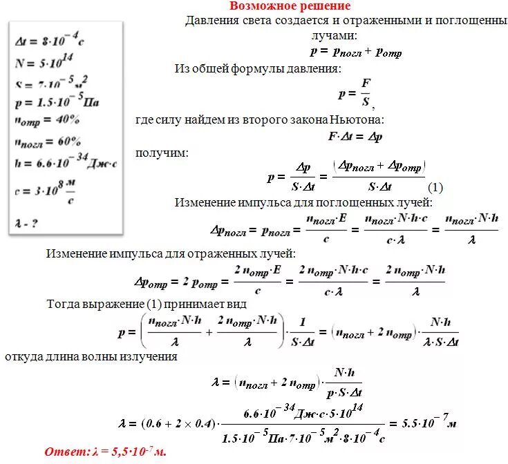 Узкий пучок белого цвета после прохождения