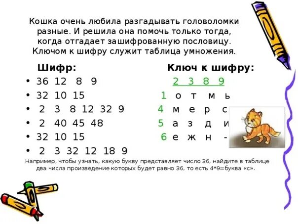 В представленной таблице нужно найти 5 зашифрованных