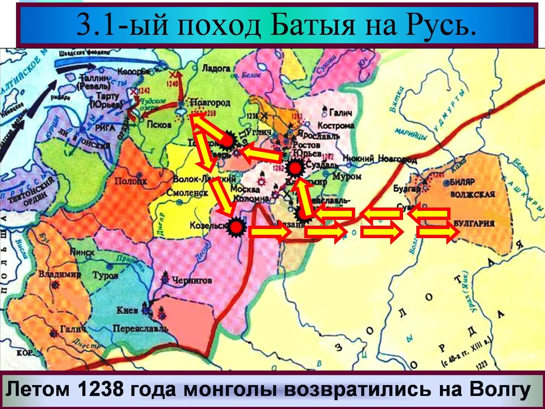 Поход Батыя на Русь 1237-1238. Поход Батыя 1238. Поход хана Батыя на Русь 1238 год. Походы ,Батыя на Русь в 1223 году. Монголо татары карта