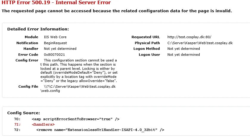 Request error 500 internal server error. Ошибка http: 500. Ошибка IIS 500. "Error_code":"500",". Asp секции конфигурации.