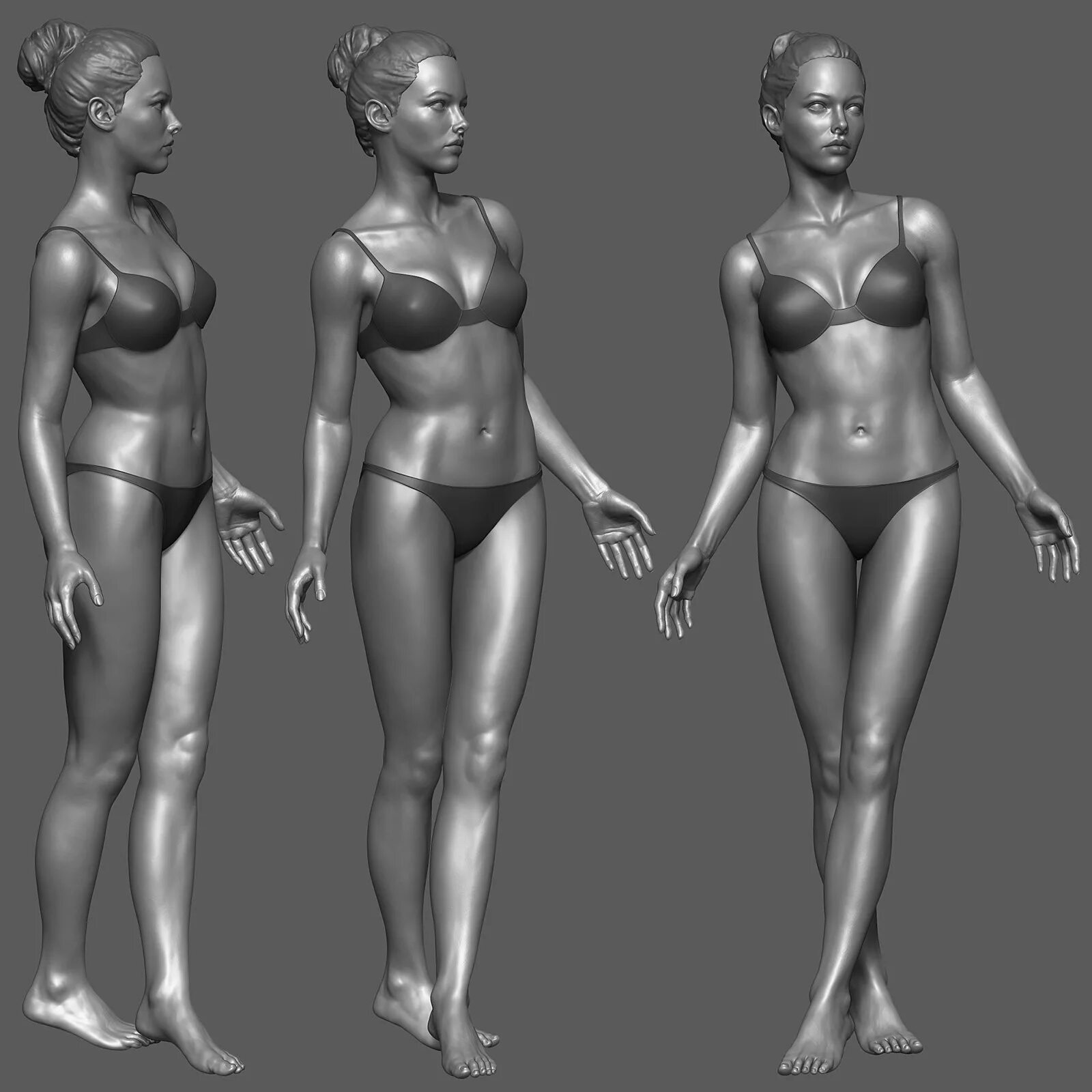 Шейдинг референс. Модель женского тела. Женская фигура для моделирования. Референс для моделирования женской фигуры.