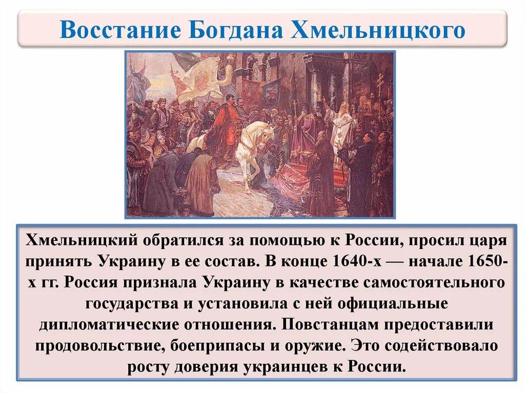 Присоединение украины к россии тест. 1648 1654 Восстание Хмельницкого.