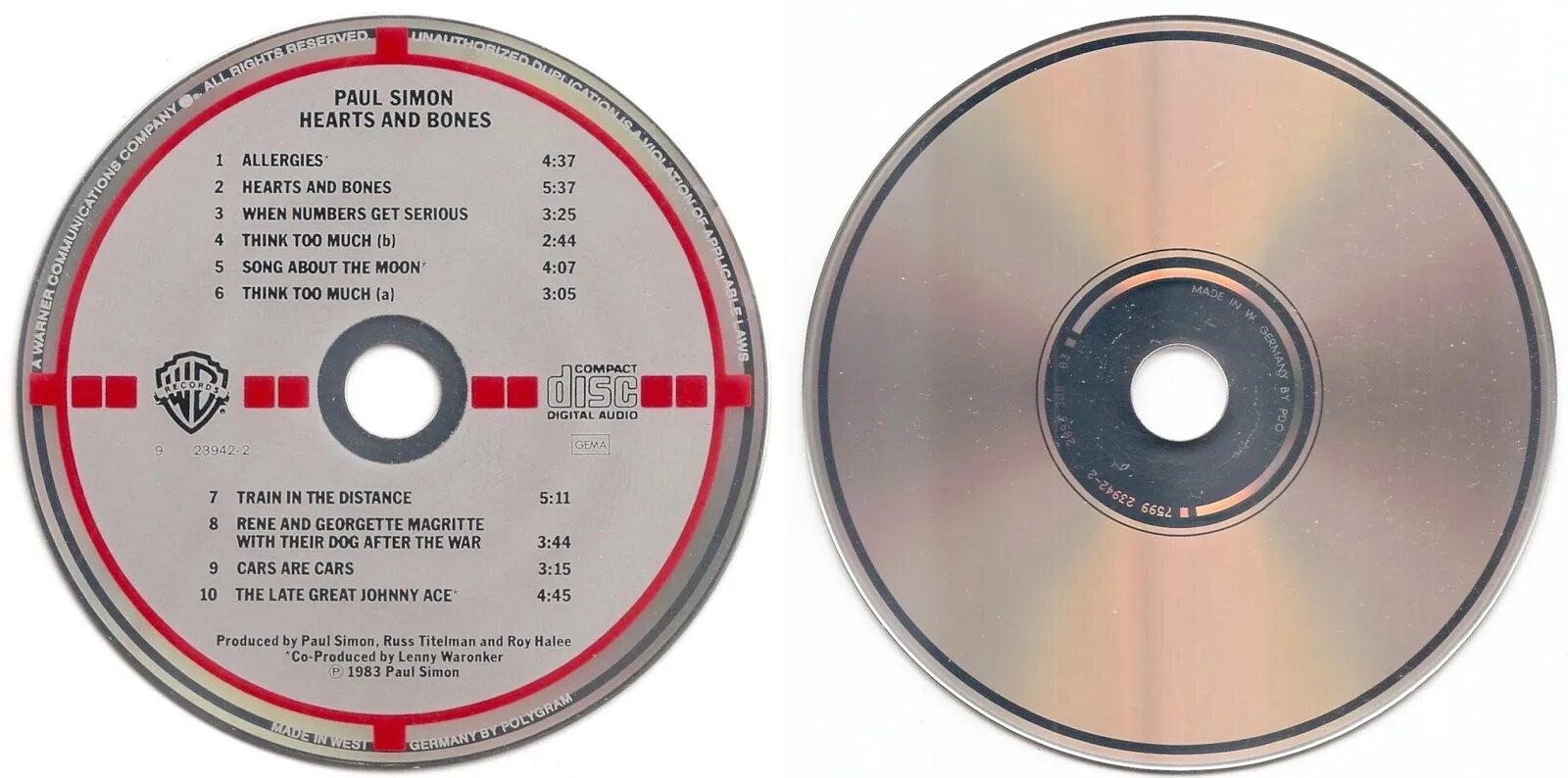 Let me take you out. Eagles Eagles Greatest Hits Vol. 2. Paul Simon "Hearts and Bones". Anderson Laurie "big Science". Eagles ''their Greatest Hits 1971-1975'' ©1976.