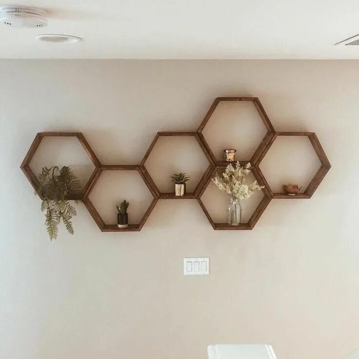 Honeycomb Shelves / Geometric Shelf / Floating Shelves / Etsy #wooden #hexagon #