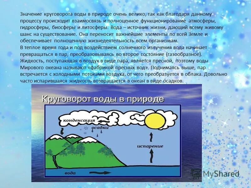 Какое значение круговорота воды